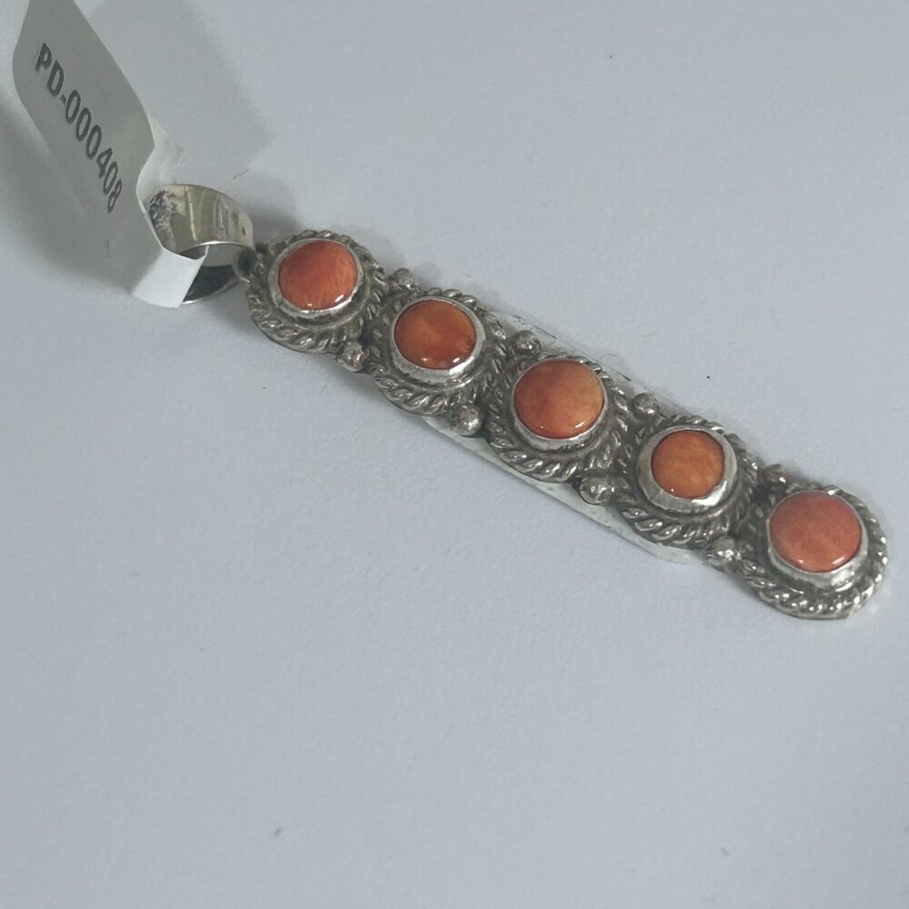💎 Spiny Oyster Sterling Silver Handmade Necklace Pendant - Orange shell charm